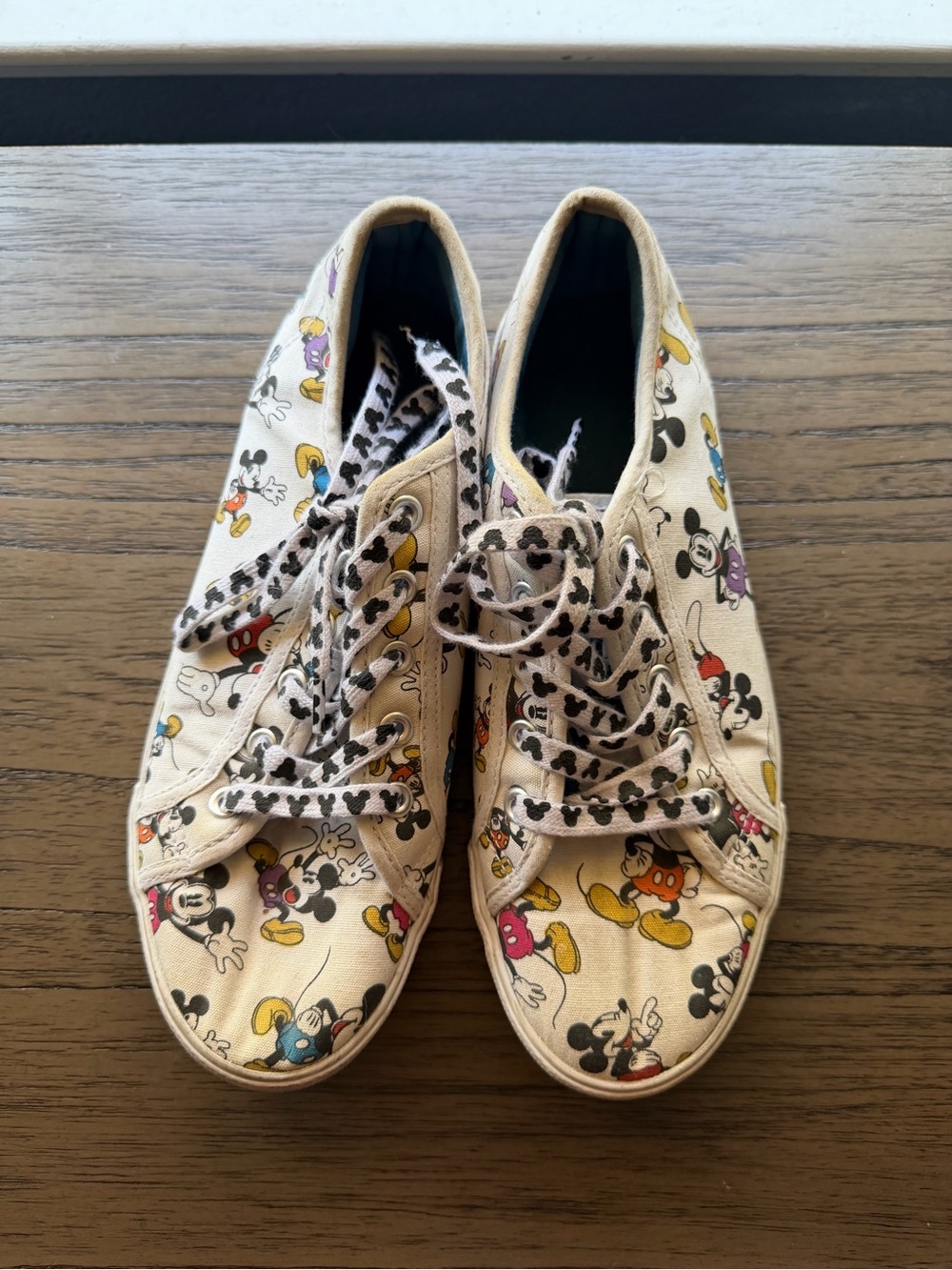 Disney Cream Canvas Mickey Mouse Sneakers